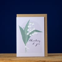 Image 2 of Thinking of You Card with Lily of the Valley flowers - Condolence Card