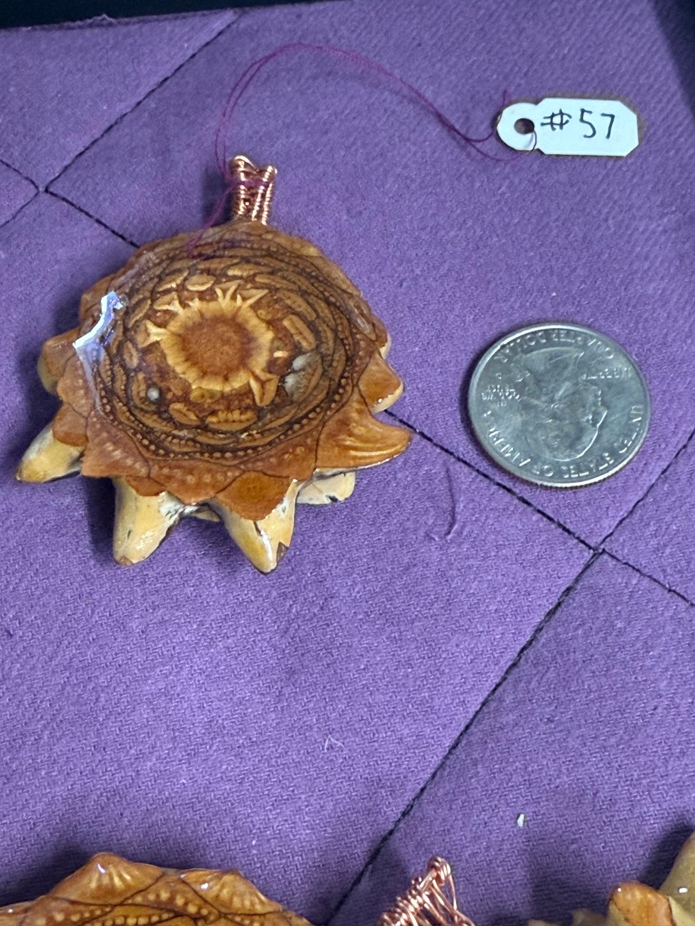 Image of Blue Tigers Eye Pinecone Pendant #57