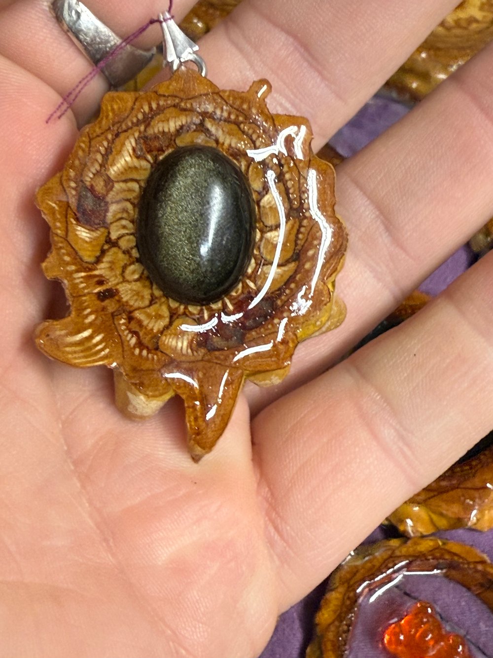 Image of Gold Sheen Obsidian Pinecone Charm | Handmade PNW Jewelry