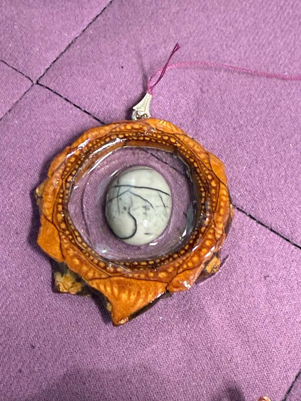 Image of White Howlite Pinecone Charm | Handmade PNW Jewelry | #55