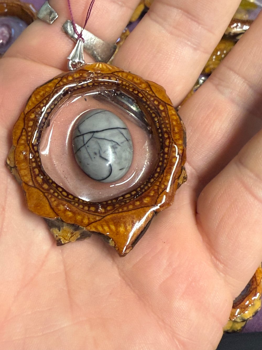 Image of White Howlite Pinecone Pendant #55
