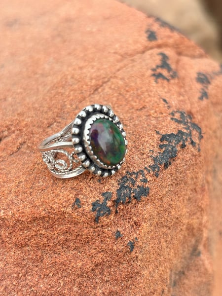 Image of Black Opal Filigree Ring