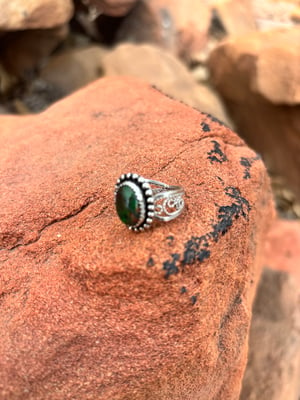 Image of Black Opal Filigree Ring