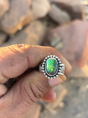 Image of Black Opal Filigree Ring