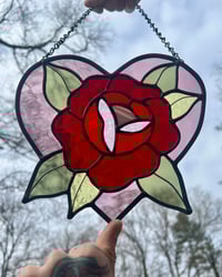 Image 1 of red rose heart