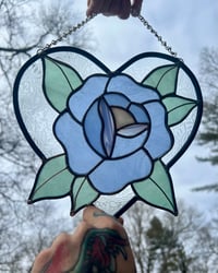 Image 1 of frosted blue rose heart