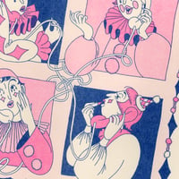 Image 2 of Clown Conference Call Riso Print - Bubblegum + Blue