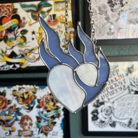 Image 1 of white iridescent burning heart