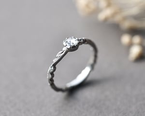 Image of Platinum 4.2mm rose-cut diamond floral carved ring (IOW245)