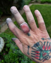 Image 4 of WL&A Handmade Heavy Ingot Lane Splitter Pink Opal Ring - Size 11