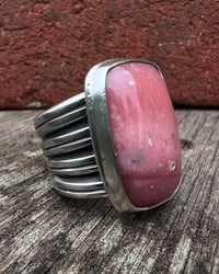 Image 2 of WL&A Handmade Heavy Ingot Lane Splitter Pink Opal Ring - Size 11