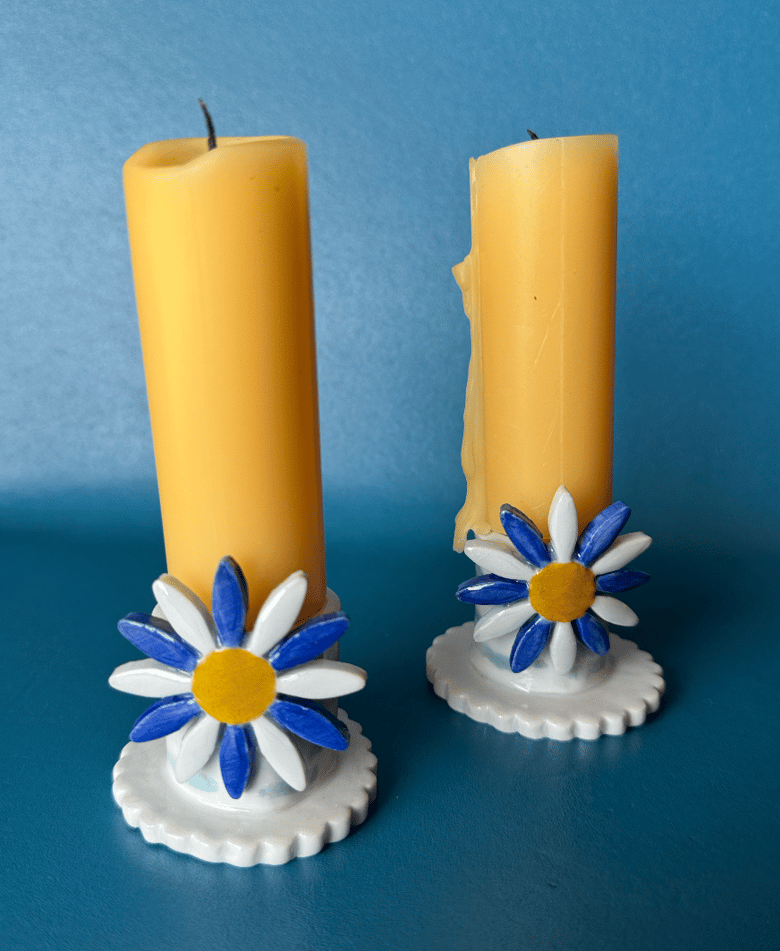 Image of Pair of Flower Candlestick Holders (can be sold individually)