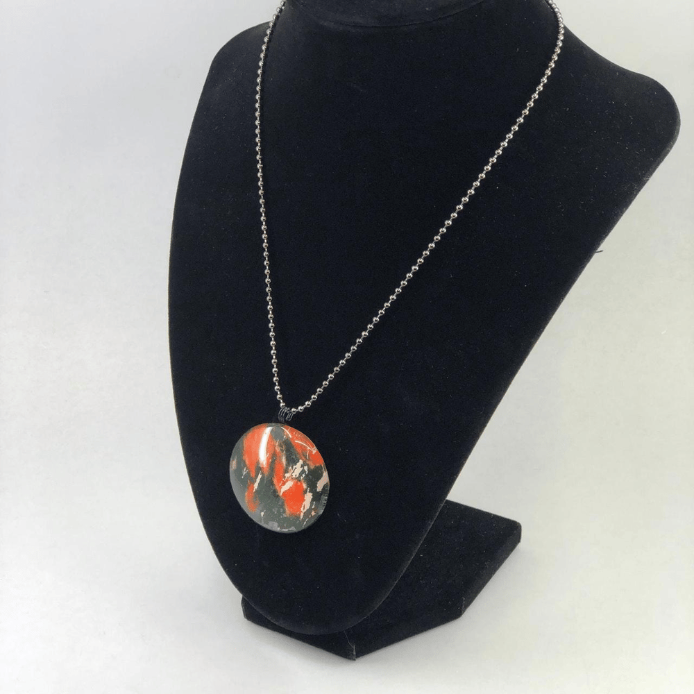 Image of Painted Flames - Handmade Pendant / Necklace Made with Vintage Illustration