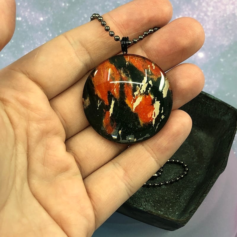 Image of Painted Flames - Handmade Pendant / Necklace Made with Vintage Illustration