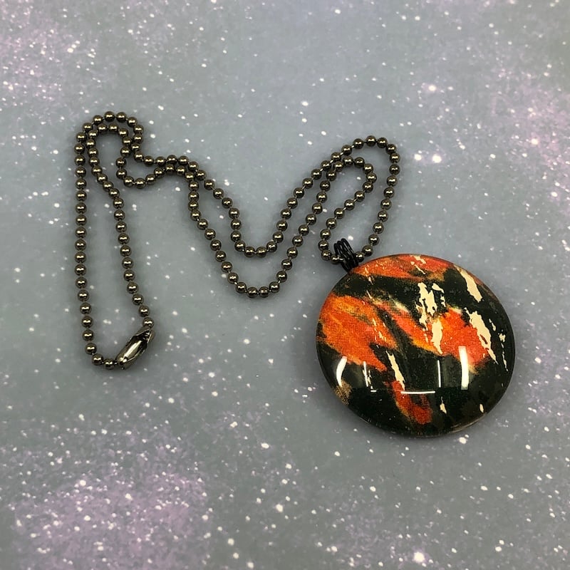 Image of Painted Flames - Handmade Pendant / Necklace Made with Vintage Illustration