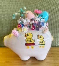 Image 1 of Cute Vintage Piggy Bank with Easter Joy