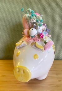 Image 2 of Cute Vintage Piggy Bank with Easter Joy