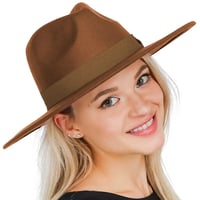 Wide Brim Monochrome Flat Bow Felt Rancher Hat