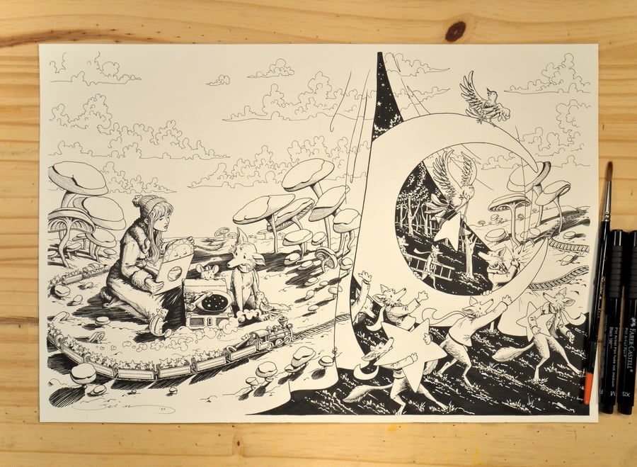Image of Original Ink Drawing - Umphrey's McGee NYE 2024