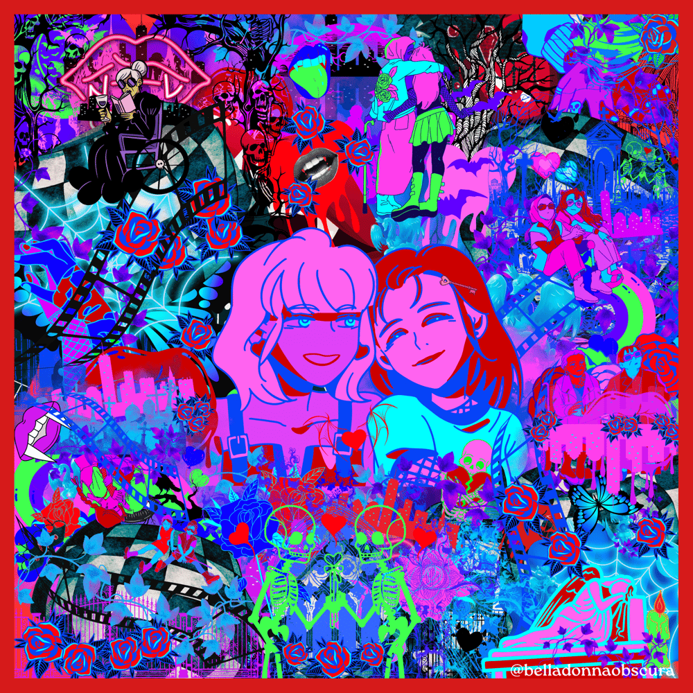 Image of be my goth valentine | valentine card, holographic art print, & holographic sticker