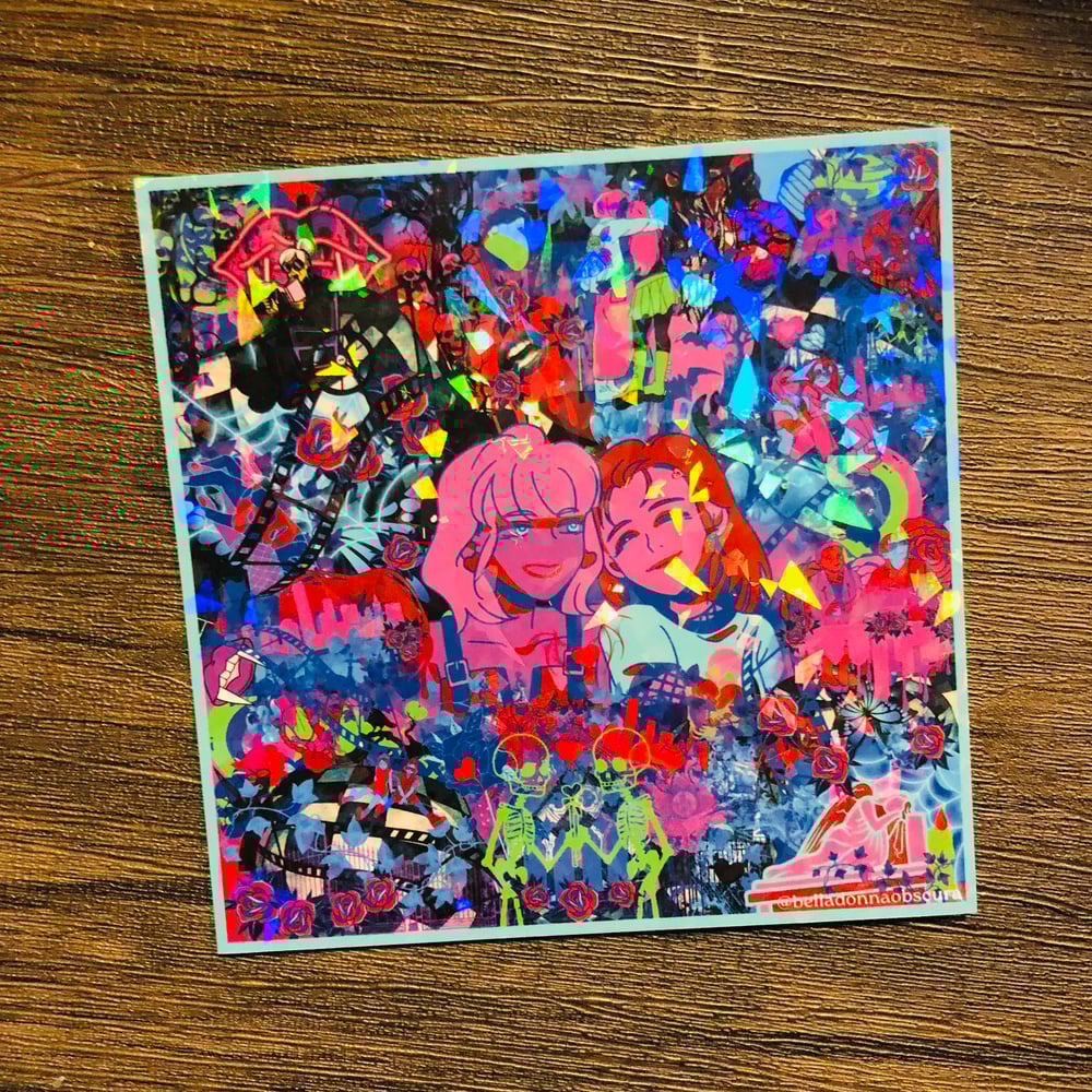 Image of be my goth valentine | valentine card, holographic art print, & holographic sticker