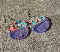 Image 2 of Purple Spring time resin dangle earrings 