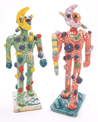 Image 3 of Ceramic Moon Walkers Sculptures 