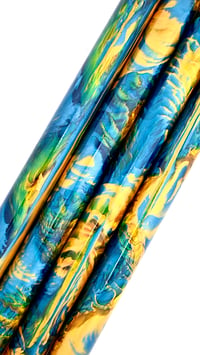 Image 1 of Techatticup Gold, custom bespoke pen blanks. Pressure cured Alumilite, Tahitian Teal and Aztec Gold