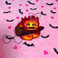 Image 1 of Fuzzy fire heart - 3.5 Inch - Embroidered, Iron-On Patch
