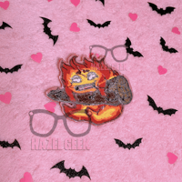 Image 3 of Fuzzy fire heart - 3.5 Inch - Embroidered, Iron-On Patch