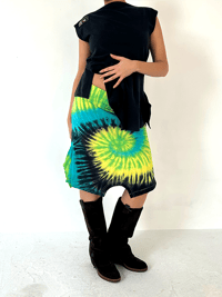 Image 1 of AQUA TIE-DYE SPIRAL T-SKIRT - SIZE M