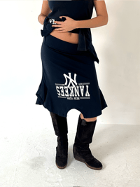 Image 1 of NAVY/WHITE TEXT NY T-SKIRT - SIZE M