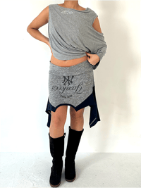 Image 1 of GREY/ NAVY RAGLAN T-SKIRT - SIZE L