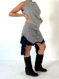 Image 2 of GREY/ NAVY RAGLAN T-SKIRT - SIZE L