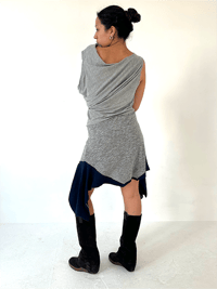 Image 4 of GREY/ NAVY RAGLAN T-SKIRT - SIZE L