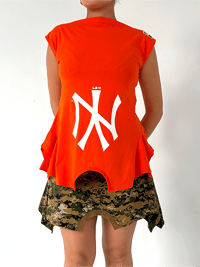 Image 1 of ORANGE/WHITE NY 180 TOP - SIZE M