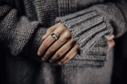 Image of "Stars are showing..." silver ring with smoky quartz · STELLAE MONSTRANT VIAM NAUTIS ·