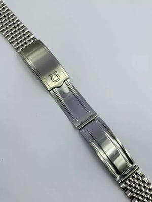 Image of Omega 20mm Silver colour rice bead strap / bracelet / band with curved buckle