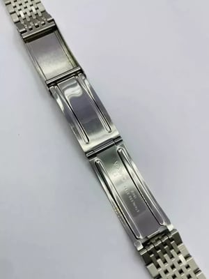 Image of Omega 19mm Silver colour rice bead strap / bracelet / band with curved buckle