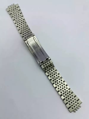 Image of Omega 19mm Silver colour rice bead strap / bracelet / band with curved buckle