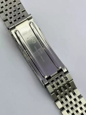 Image of Omega 19mm Silver colour rice bead strap / bracelet / band with curved buckle