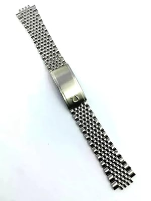 Image of Omega 19mm Silver colour rice bead strap / bracelet / band with curved buckle