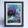 Mini Framed Print Green Figaro with Embroidery