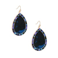 Image 1 of Blue Genuine Leather Bead Earrings