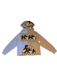 Image 1 of Tan/Blue Tapestry Hoodie