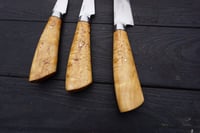 Image 3 of Kitchen Tool Set Curly Birch (Karelian Birch) Handles Utility Paring and Peeling Knife