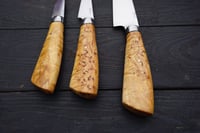 Image 4 of Kitchen Tool Set Curly Birch (Karelian Birch) Handles Utility Paring and Peeling Knife