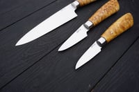 Image 5 of Kitchen Tool Set Curly Birch (Karelian Birch) Handles Utility Paring and Peeling Knife