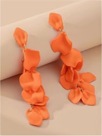 Image 1 of Stream of Petals Earrings- Orange