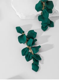 Image 2 of Stream of Petals Earrings- Green
